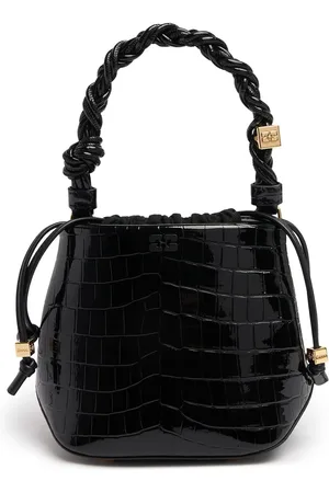 Ganni Bou Embossed Patent Bucket Bag
