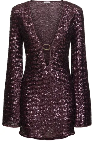 Oseree Sequined Kaftan Mini Dress