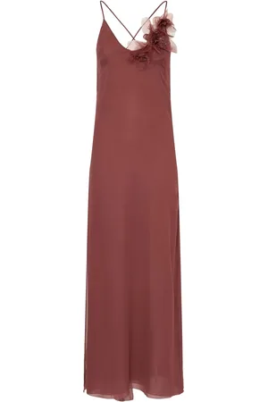 BLUMARINE Georgette Long Dress W/ Flowers