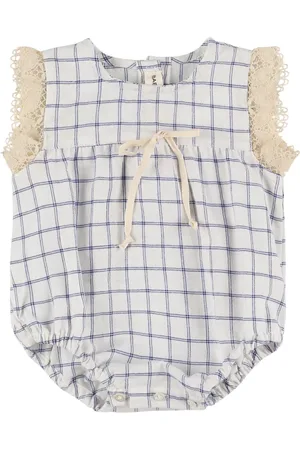 Babe & Tess Check Cotton Blend Bodysuit