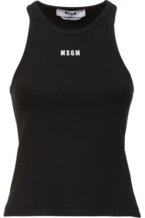 Msgm Cotton Jersey Logo Tank Top