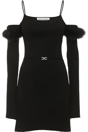 Mach & Mach Viscose Mini Dress W/ Feathers
