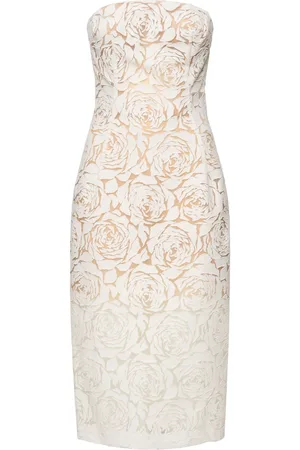 ERMANNO SCERVINO Cotton Blend Strapless Midi Dress