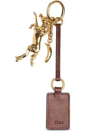 Chloé Brass & Leather Logo Key Holder