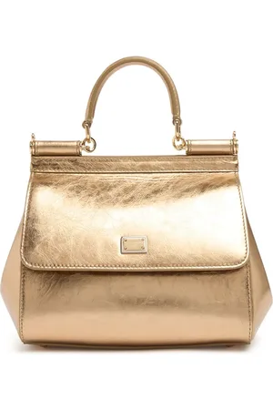 Dolce & Gabbana Small Sicily Crackled Leather Bag