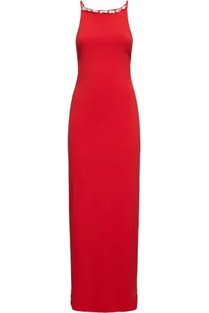 Sara Cristina Orchid Jersey Open Back Dress W/ Pearls