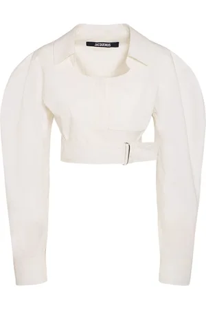 Jacquemus La Chemise Obra Cotton Poplin Crop Shirt