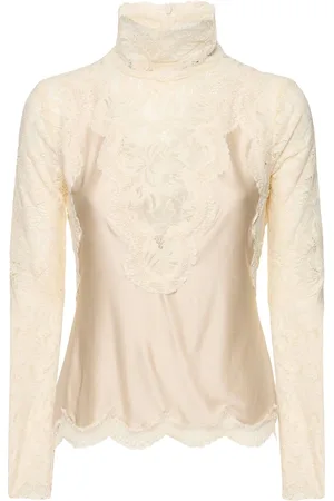 Paco rabanne Turtleneck Long Sleeve Lace Top