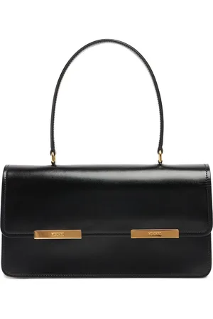Moschino Metal Plaque Leather Shoulder Bag