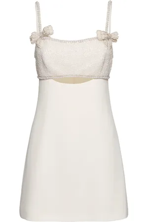 Self-Portrait Crepe Pearl Bow Mini Dress