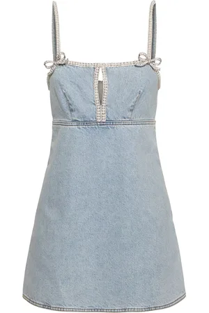 Self-Portrait Denim Pearl Mini Dress