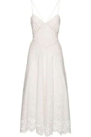 Self-Portrait Embroidered Cotton Midi Dress