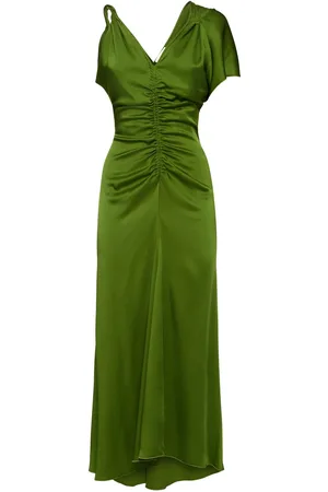 Victoria Beckham Asymmetric Satin Midi Dress