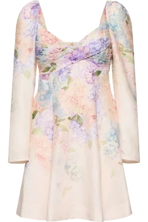 ZIMMERMANN Dawning Puff Sleeve Linen Mini Dress
