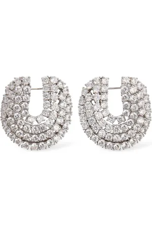 Self-Portrait Crystal Curved Hoop Earrings