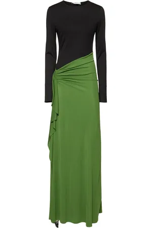 Victoria Beckham Long Sleeve Draped Jersey Gown