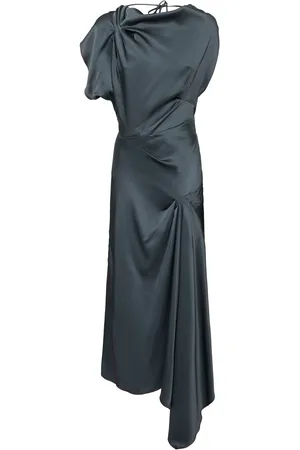Victoria Beckham Asymmetric Draped Satin Midi Dress