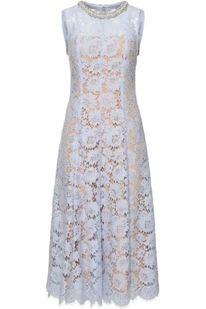 Self-Portrait Fine Lace Pearl Midi Dress