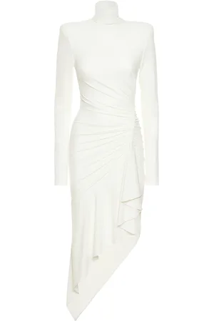 ALEXANDRE VAUTHIER Turtleneck Draped Jersey Midi Dress