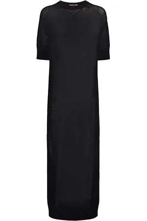 Jil Sander Fine Cotton Crepe Open Stitch Long Dress