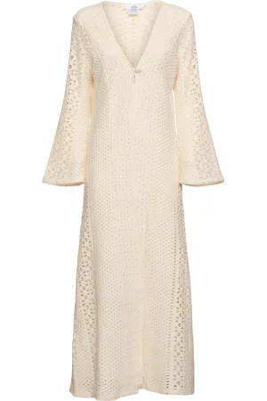 Sara Cristina Nerea Long Crochet Kaftan Dress W/ Pearl