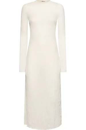 Auralee Wrinkled Wool Knit Maxi Dress