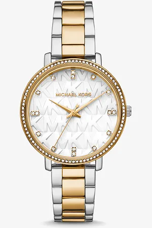 Michael Kors Pyper Pavé Two-tone Logo Watch | Mid-Size Women