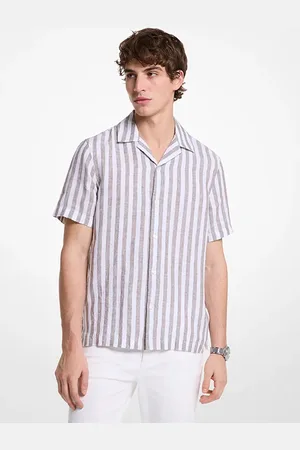 Michael Kors Linen And Cotton Blend Striped Shirt