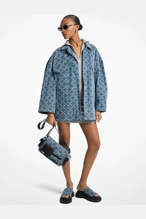 Michael Kors Empire Diamond Jacquard Oversized Denim Jacket