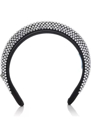 Prada Women Headbands - Women's Crystal-Embellished Satin Maxi Headband - Silver - OS - Moda Operandi