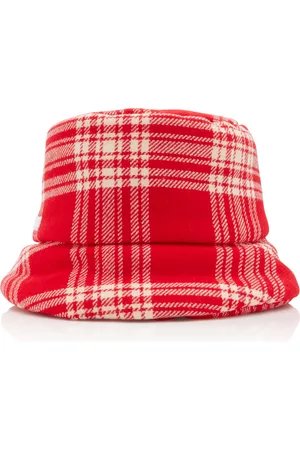 Miu Miu Women Hats - Women's Padded Plaid Wool-Blend Bucket Hat - Red - S - Moda Operandi