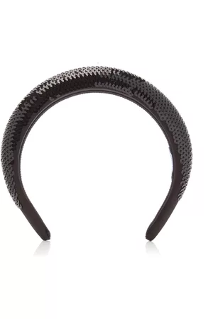 Prada Women's Sequined Maxi Headband - Black - OS - Moda Operandi