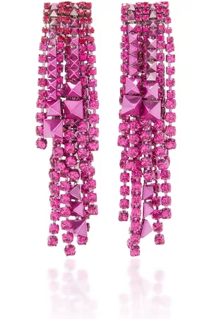 VALENTINO Women Earrings - Women's Garavani Brightchain Metallic Crystal Earrings - Pink - OS - Moda Operandi - Gifts For Her