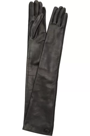 VALENTINO Women's Garavani Vlogo Signature Leather Gloves - Black - 7 - Moda Operandi