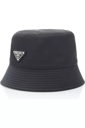 Prada Women's Logo-Embellished Shell Bucket Hat - Black - S - Moda Operandi
