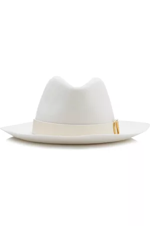 VALENTINO Women Hats - Women's Garavani VLogo Leather Fedora - White - S - Moda Operandi
