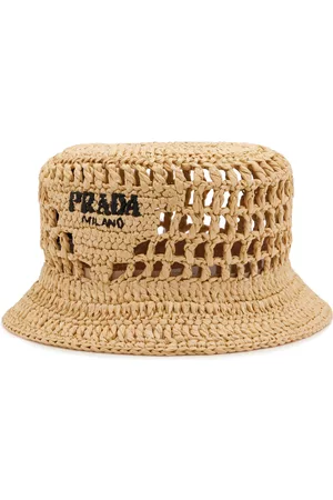 Prada Women's Raffia Bucket Hat - Neutral - S - Moda Operandi