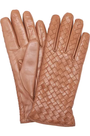 Bottega Veneta Women Gloves - Women's Intrecciato Leather Gloves - Brown - 6.5 - Moda Operandi