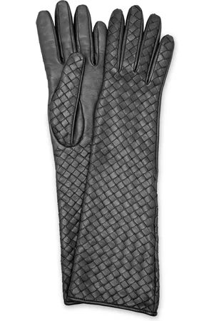 Bottega Veneta Women Gloves - Women's Soft Intrecciato Leather Gloves - Black - 7 - Moda Operandi