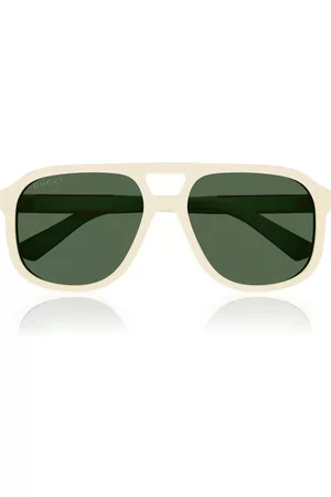 Gucci Women Sunglasses - Women's Pilot/Navigator Acetate Sunglasses - White - OS - Moda Operandi