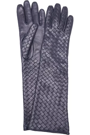 Bottega Veneta Women Gloves - Women's Intrecciato Leather Gloves - Navy - 6.5 - Moda Operandi