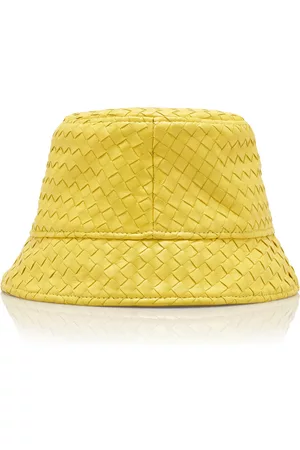 Bottega Veneta Women Hats - Women's Intrecciato Leather Bucket Hat - Yellow - S - Moda Operandi