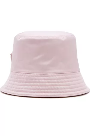 Prada Women Hats - Women's Logo-Embellished Satin Bucket Hat - Pink - S - Moda Operandi