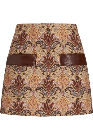 Etro Women Mini Skirts - Women's Wool-Silk Mini Skirt - Neutral - IT 38 - Moda Operandi