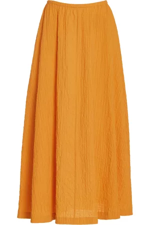 By Malene Birger Women Maxi Skirts - Women's Crinkled Stretch-Cotton Maxi Skirt - Yellow - EU 32 - Moda Operandi