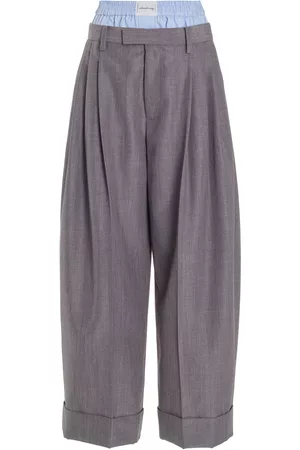 Alexander Wang Women Wide Leg Pants - Women's Exposed-Boxer Pleated Wide-Leg Pants - Grey - US 0 - Moda Operandi