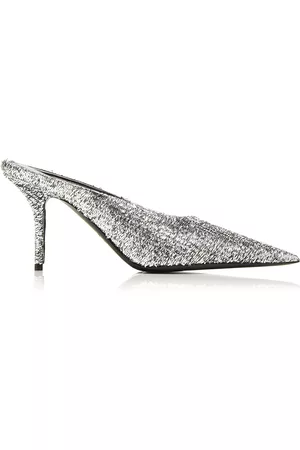 Balenciaga Women Sandals - Women's Knife Metallic Mules - Silver - IT 35 - Moda Operandi