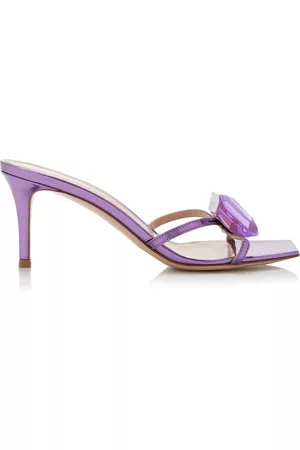 Gianvito Rossi Women Sandals - Women's Embellished Leather Sandals - Purple - IT 35 - Moda Operandi