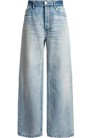Balenciaga Women Wide Leg Jeans - Women's Rigid High-Rise Wide-Leg Ankle-Cut Jeans - Light Wash - 24 - Moda Operandi
