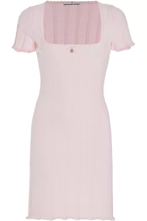Alexander Wang Women Knitted Dresses - Women's Pointelle-Knit Mini Dress - Pink - XS - Moda Operandi